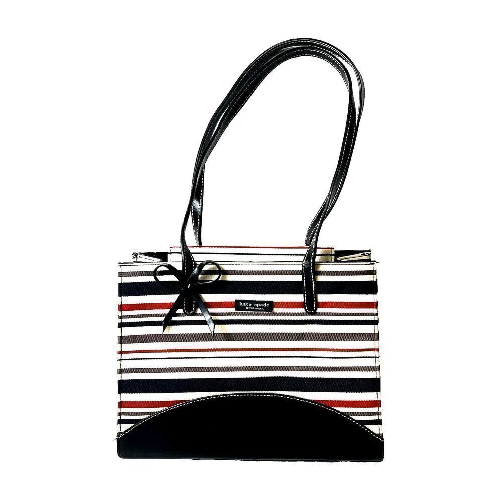 kate spade new york Womens Mini Small Purse Handbag Stripe Bow Multicolor Canvas